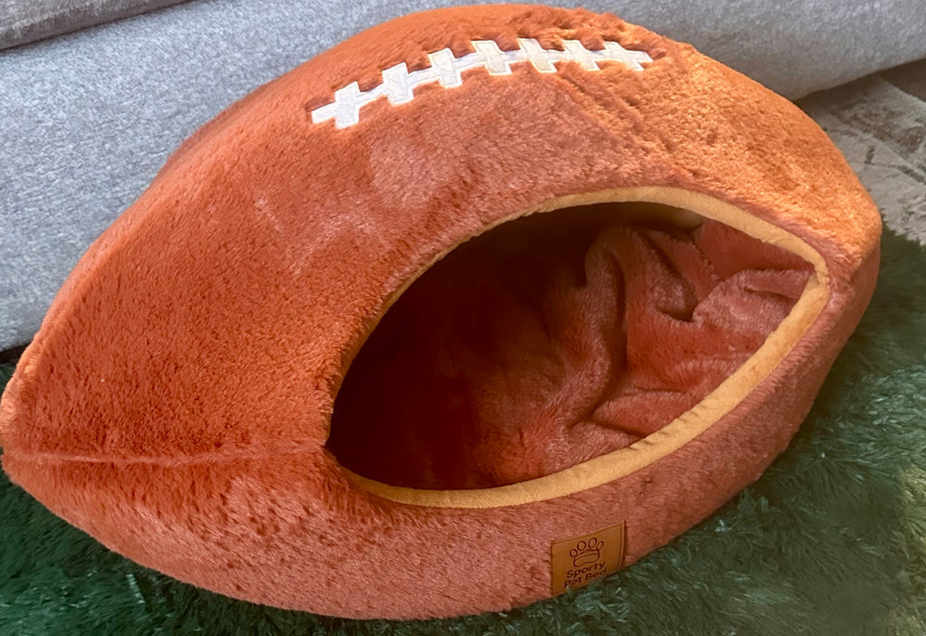 The Touchdown Bed™ Football-Shaped Cozy Cave Bed for Pets